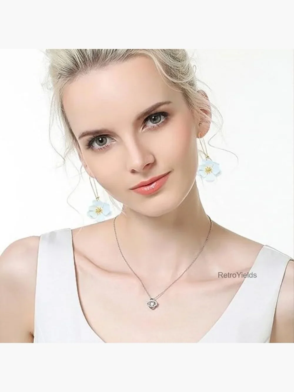 Layered Daisy Flower Dangle Earrings for Women Chic Boho Wedding Jewelry